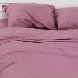 Cotton Bedding Set Of 5 Pieces in Purple. Flat Sheet, Fitted Duvet Cover + 2 Pillowcases. Twin Full Queen Au Eu Bed Linen