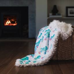 Cactus Baby Blanket, Crib Bedding, Faux Fur Blanket Girl, Trendy Green Pink Minky - thumbnail 3