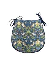 William Morris - Strawberry Thief Navy 100% Cotton D-Shaped Seat Pads For Kitchen/Patio/Dining/Garden - thumbnail 1