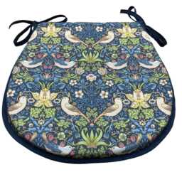 William Morris - Strawberry Thief Navy 100% Cotton D-Shaped Seat Pads For Kitchen/Patio/Dining/Garden - thumbnail 2