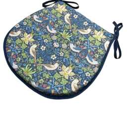 William Morris - Strawberry Thief Navy 100% Cotton D-Shaped Seat Pads For Kitchen/Patio/Dining/Garden - thumbnail 3