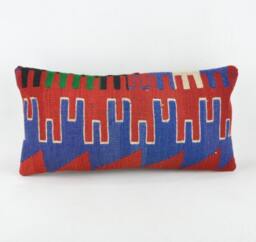 "Kilim Pillow, Wool Kilim Cousin From Anatolia , 30x60 cm, 12""x24" - thumbnail 1