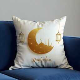 Ramadan Kareem Cushion Cover, Crescent Moon & Lantern Pillow Case, Islamic Home Decor, Sofa Cover - thumbnail 3