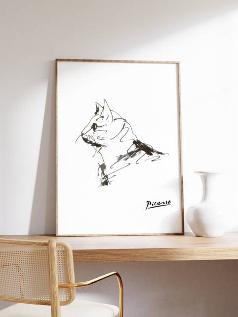 Picasso Line Art Poster, The Cat, Minimalist Print, Wall Decor, Housewarming Christening Birthday Gift, A1/A2/A3/A4 - image 1