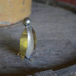Spoon Penguin Silverware Sculpture Handmade Metal Art By Beats - thumbnail 3