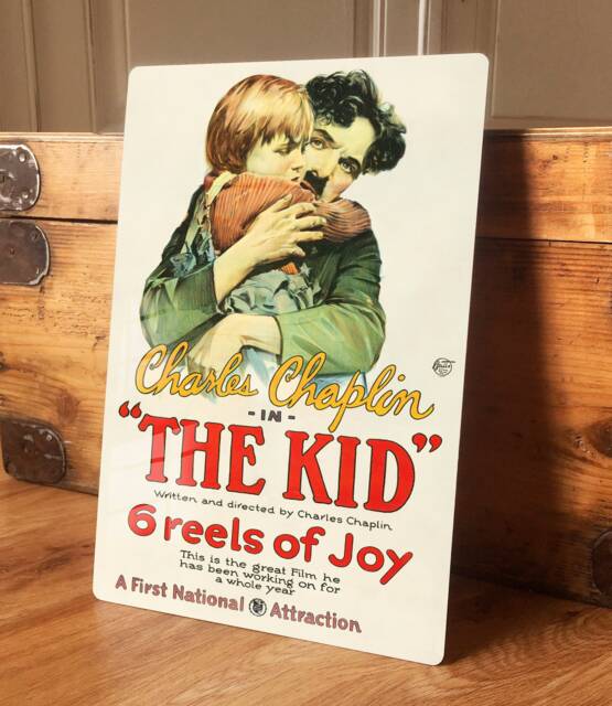 Home Wall Art Print Vintage Chaplin The Kid Metal Film Poster Movie Advert Cinema Plaque, Waterproof, 200mm X 305mm - image 1