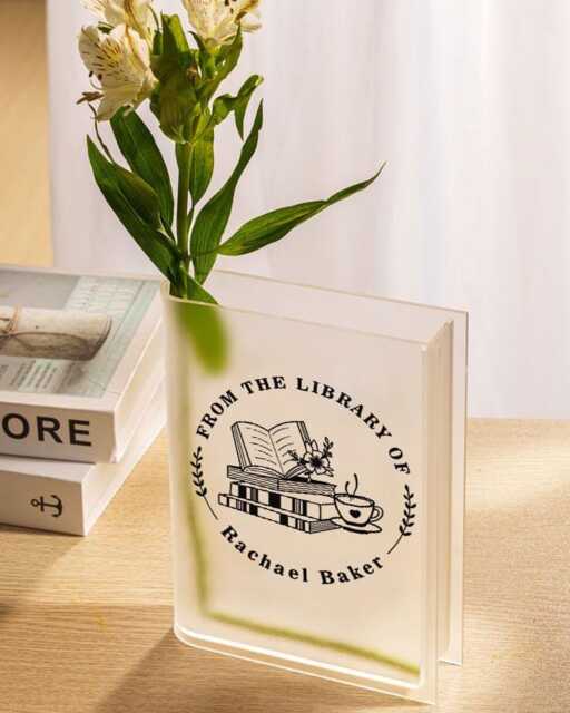 Book Lover Acrylic Vase, Personalized Shaped Cozy Bookish Decor, Custom Vase For Readers, Gift For - image 1