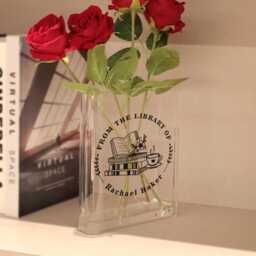 Book Lover Acrylic Vase, Personalized Shaped Cozy Bookish Decor, Custom Vase For Readers, Gift For - thumbnail 2