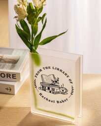 Book Lover Acrylic Vase, Personalized Shaped Cozy Bookish Decor, Custom Vase For Readers, Gift For - thumbnail 1