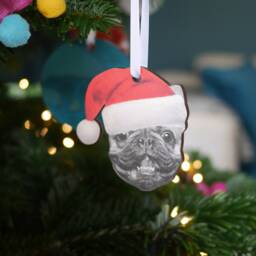 Personalised Pet Christmas Tree Decoration-Pet Photo--Santa Hat Cat Or Dog - thumbnail 4