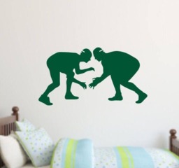 Wrestlers Vinyl Wall Decal - Kid's Room Wrestling Child's - thumbnail 1