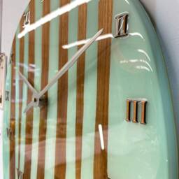 Large Modern Wall Clock, Black Walnut & Mint Green Resin Unusual Gothic Style Clock - thumbnail 4