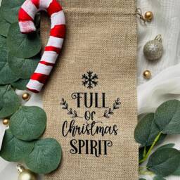 Wine/ Alcohol Jute Drawstring Reusable Bottle Bag Christmas Stocking Filler Novelty Gift Bags - thumbnail 3
