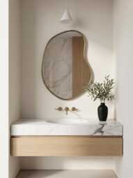 Sculptural Brass Mirror - Modern Irregular Vanity Mirrors
