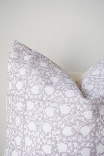 Block Print Pillow Cover Floral Batik, Ethnic Indian Textile - image 1