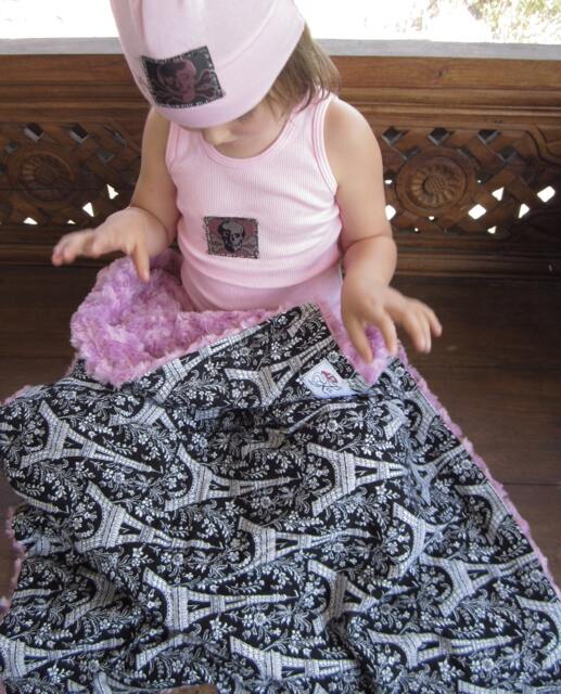"Black & Lavender Eiffel Tower Baby Blanket, ""Tina's Journey" - image 1