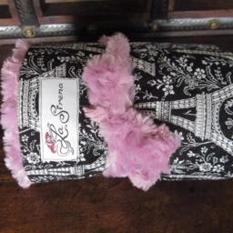 "Black & Lavender Eiffel Tower Baby Blanket, ""Tina's Journey" - thumbnail 4