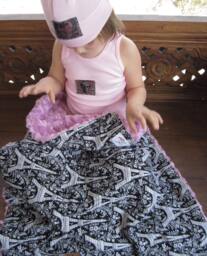 "Black & Lavender Eiffel Tower Baby Blanket, ""Tina's Journey" - thumbnail 1