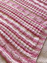 Hand Knitted Baby Blanket ~ Pink & White Sparkly Yarn Easy Care Acrylic - thumbnail 1