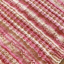 Hand Knitted Baby Blanket ~ Pink & White Sparkly Yarn Easy Care Acrylic - thumbnail 3