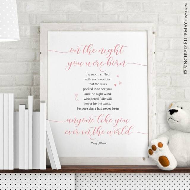 Blush Pink Nursery Decor - On The Night You Were Born Inspirational Printable, As Newborn Wall Art Or Baby Shower Gift You Print 40307 - image 1