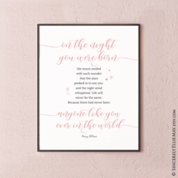 Blush Pink Nursery Decor - On The Night You Were Born Inspirational Printable, As Newborn Wall Art Or Baby Shower Gift You Print 40307 - thumbnail 3