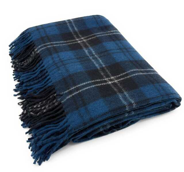 Soft Wool Tartan Blanket - 70x60 Inches Soft, Warm & Timeless Ramsay Blue - image 1