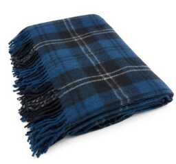 Soft Wool Tartan Blanket - 70x60 Inches Soft, Warm & Timeless Ramsay Blue - thumbnail 1