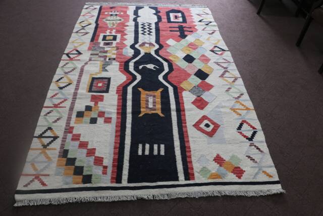 Kilim Rug 5X8, Modern Dhurrie Area Flat Weave Hand Made Wool Rug, To Order Rug. Size 5' X 8'/152 cm 244 - image 1