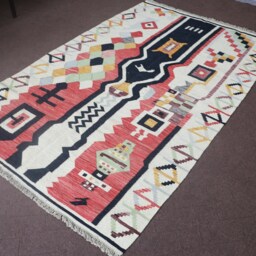 Kilim Rug 5X8, Modern Dhurrie Area Flat Weave Hand Made Wool Rug, To Order Rug. Size 5' X 8'/152 cm 244 - thumbnail 3