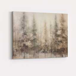 Abstract Misty Pine Forest Monochrome Woodland Canvas Wall Art Print Decor Picture Ready To Hang - thumbnail 4