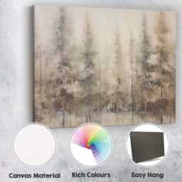 Abstract Misty Pine Forest Monochrome Woodland Canvas Wall Art Print Decor Picture Ready To Hang - thumbnail 2