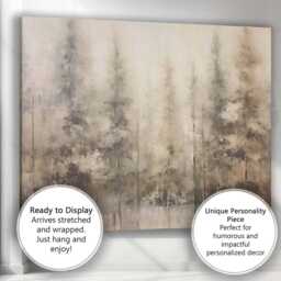Abstract Misty Pine Forest Monochrome Woodland Canvas Wall Art Print Decor Picture Ready To Hang - thumbnail 3