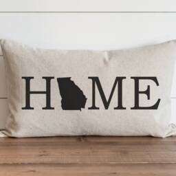 Personalized Home State Silhouette Pillow Cover - Custom Cushion Lumbar Housewarming Gift - thumbnail 1