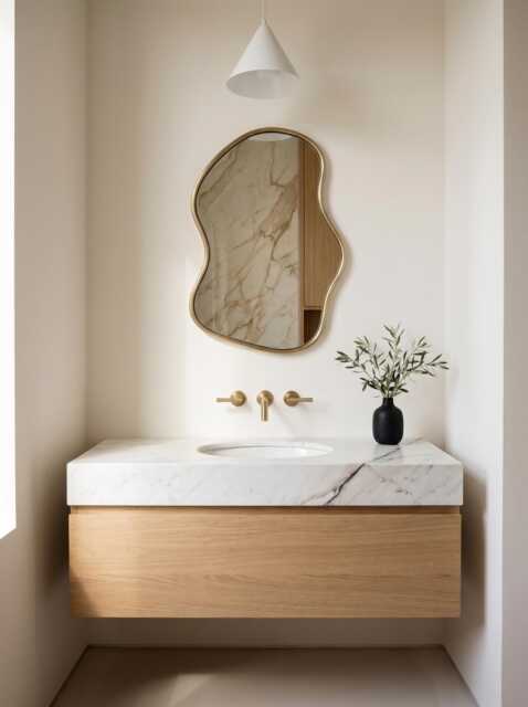 Irregular Brass Mirror - Organic Shape Vanity Wall Mirror, Gold Custom Bathroom Mirrors - image 1