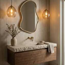 Irregular Brass Mirror - Organic Shape Vanity Wall Mirror, Gold Custom Bathroom Mirrors - thumbnail 3