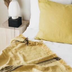 Linen Pillow Case in Yellow With Envelope Closure/Washed Linen Cases Mustard Yellow/Custom Size Shams - thumbnail 3