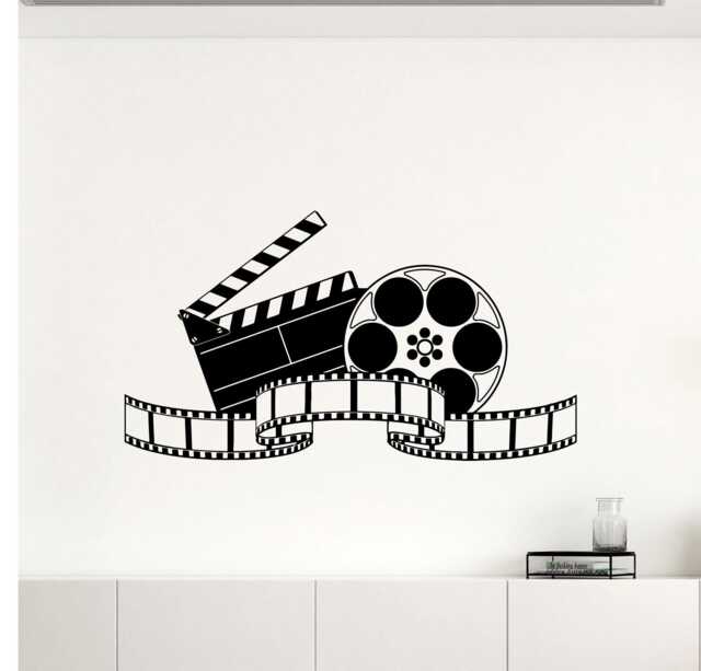 Cinema Wall Decal Movie Film Tape Poster Home Theater Action Sign Playroom Vinyl Sticker Print Gift Video Decor Strip Art 8-89 - image 1