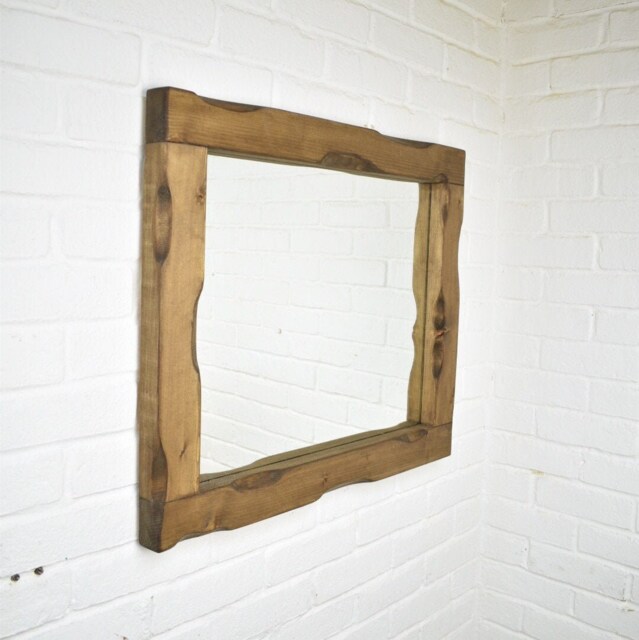 Wood Mirror - 7cm X 5cm Main Image Jacobean Irregular Design Chunky Distressed Driftwood Style Chic Dark - image 1