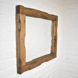 Wood Mirror - 7cm X 5cm Main Image Jacobean Irregular Design Chunky Distressed Driftwood Style Chic Dark - thumbnail 3
