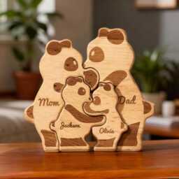 Custom Panda Family Puzzle, Personalised Wood Gift, Cute Animal Ornament, Nursery Decor, Baby Shower, Christmas Keepsake, Gift - thumbnail 1