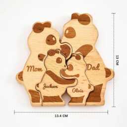 Custom Panda Family Puzzle, Personalised Wood Gift, Cute Animal Ornament, Nursery Decor, Baby Shower, Christmas Keepsake, Gift - thumbnail 4