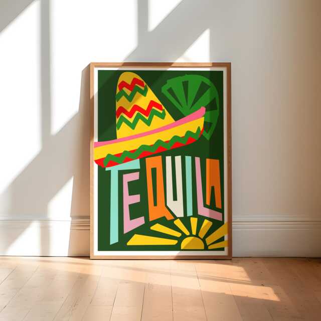 Tequila Art Print/Cocktail Wall For Kitchen Bar Gallery Colourful - image 1