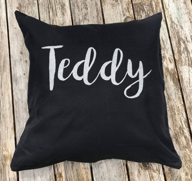 Kids Glitter Name Cushion - Personalised Kids Bedroom Girls - image 1