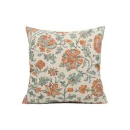 Lisa Fine Textiles - Zahra Apricot/Teal Pretty Classic Style Floral Cushion Cover Handmade Throw Pillow Designer Home D??cor - thumbnail 2