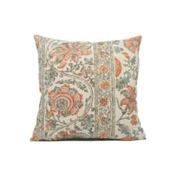 Lisa Fine Textiles - Zahra Apricot/Teal Pretty Classic Style Floral Cushion Cover Handmade Throw Pillow Designer Home D??cor - thumbnail 3