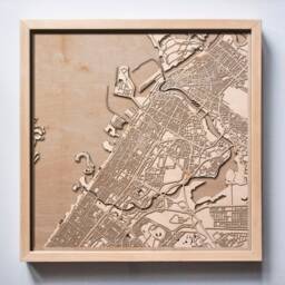 Dubai Wooden Map - Laser Cut City Streets, Framed 3D Wall Art - thumbnail 1