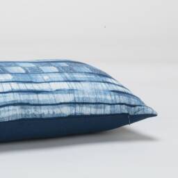 Indigo Batik Lumbar Pillow Cover - Handspun Hmong Fabric, 12x24 - thumbnail 4