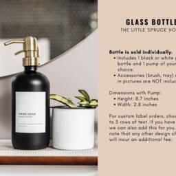 Black Glass Soap Dispenser Refillable Bottle With Waterproof Label - thumbnail 2