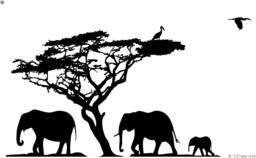 Elephant Family Wall Decal African Savanna Scene, Kids Bedroom Decor - thumbnail 1